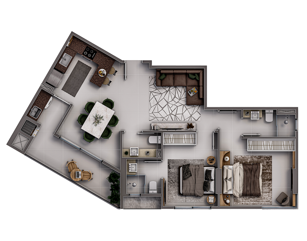 Tipo 03 - 2 Suítes (79m²)