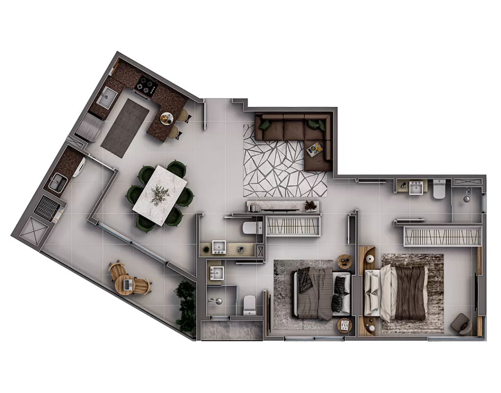 Tipo 03 - 2 Suítes (79m²)
