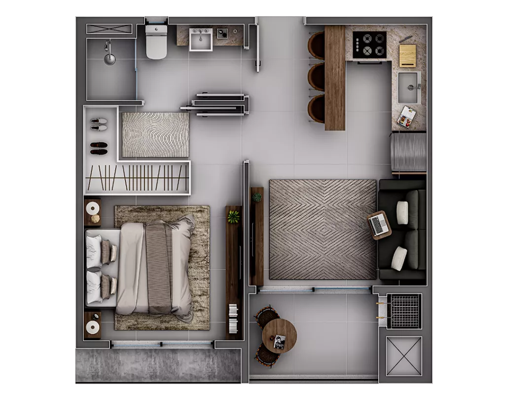 Tipo 05 - 1 Suíte (39m²)